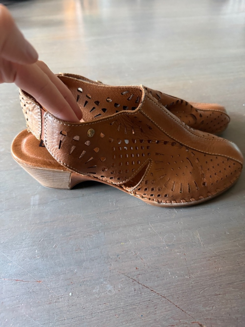 Women's Pikolinko Tan Leather Slingback Heels size 38